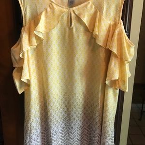 Catherine’s Womens 3X Yellow  Open Shoulder Top